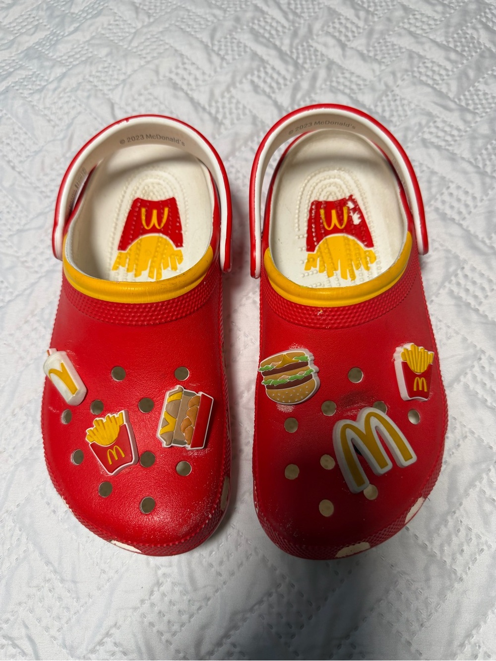 Crocs X McDonalds Collab Red Foam Clog Shoes Fries Burger Charms Men 7 I Women 9